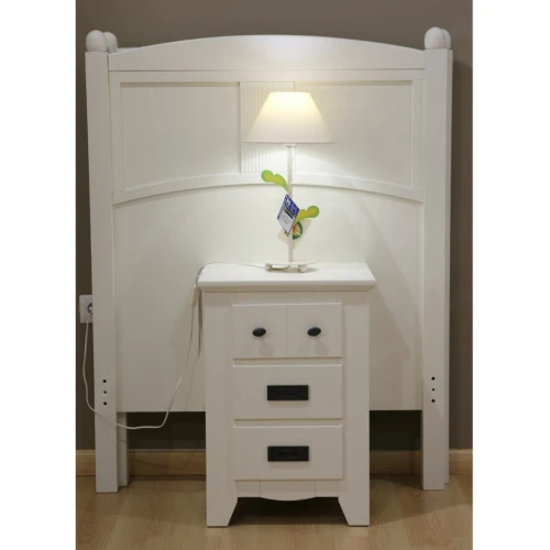 cabecero 90cm blanco y mesita con cajones