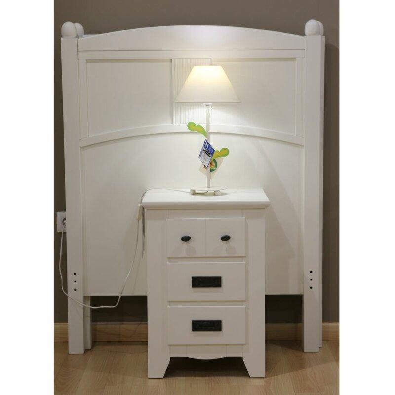 cabecero 90cm blanco y mesita con cajones