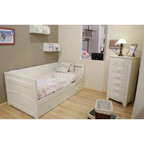 cama nido con dos estantes y sifonier
