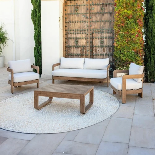 Conjunto de jardín 5 plazas en aluminio imitación madera