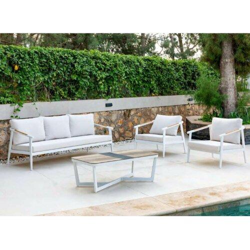 Conjunto de jardín Kenya en aluminio blanco
