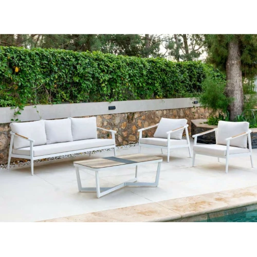 Conjunto de jardín Kenya en aluminio blanco