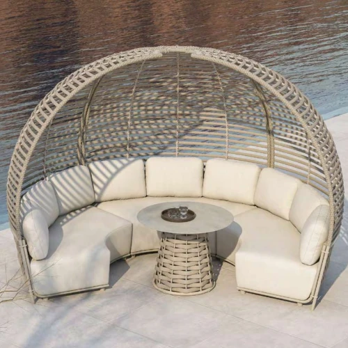 Set LAOS de pérgola y sofás con estructura de aluminio, recubierto de fibra sintética