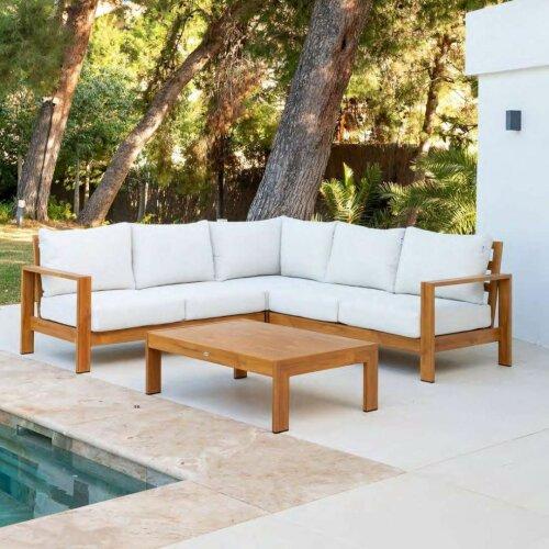 sofa y mesa centro de aluminio imitación madera