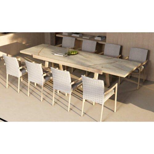 Conjunto comedor Sifo con mesa extensible y sillones de cuerda