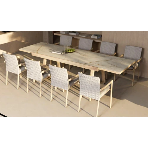 Conjunto comedor Sifo con mesa extensible y sillones de cuerda