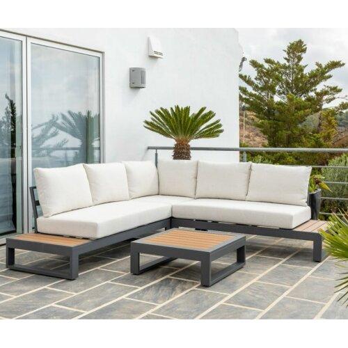 Rinconera de jardín con mesa de centro en aluminio antracita