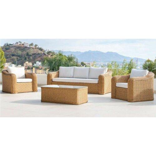 Set de jardín 5 plazas en aluminio trenzado con fibra sintética