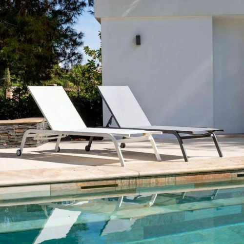 Tumbona con ruedas Marbella de aluminio