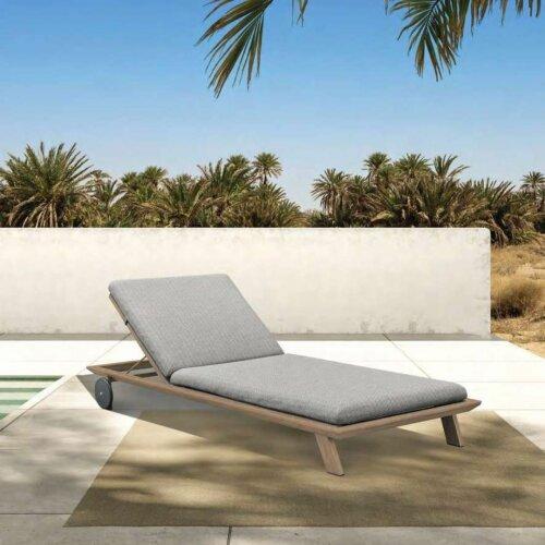 Tumbona de jardín Angola en aluminio imitación madera