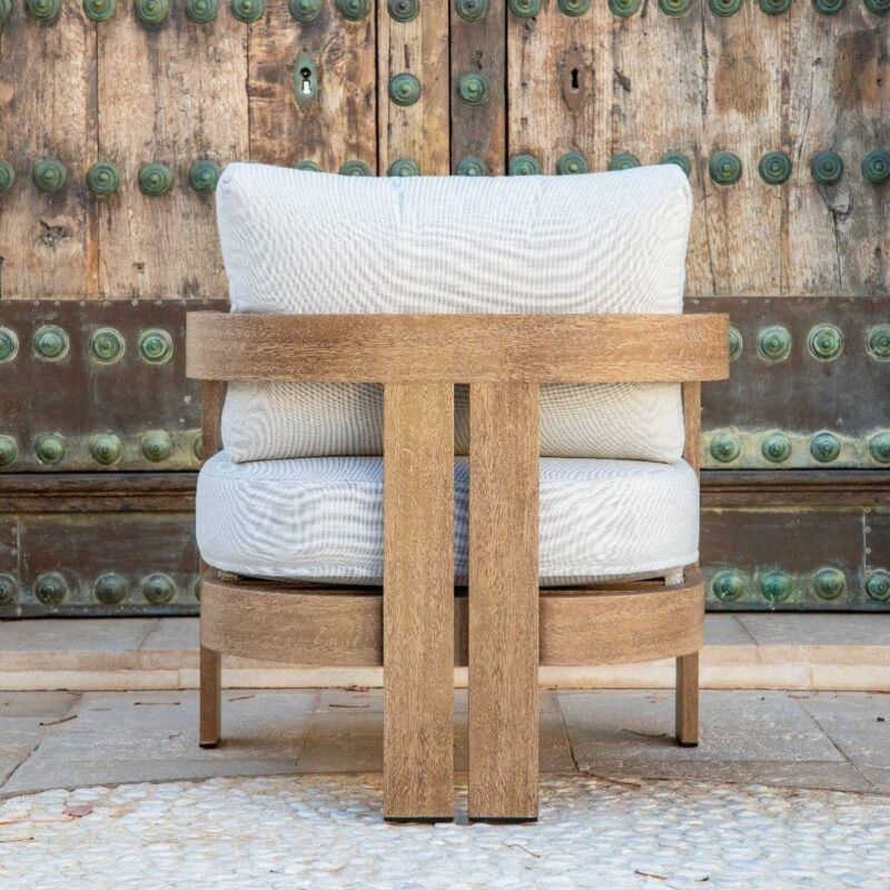 Conjunto de jardín 5 plazas en aluminio imitación madera - Imagen 2