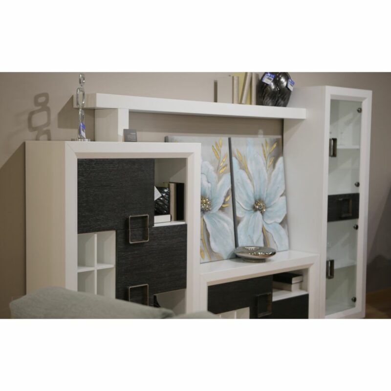 Composición de salón modular en lacado blanco y roble outlet - Imagen 2