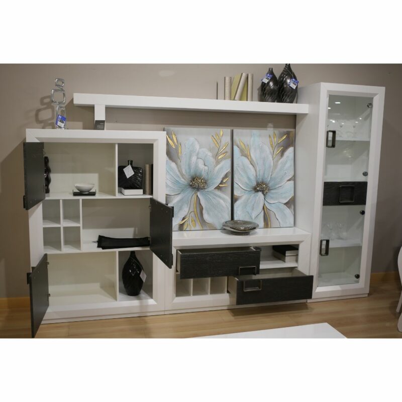 Composición de salón modular en lacado blanco y roble outlet - Imagen 3