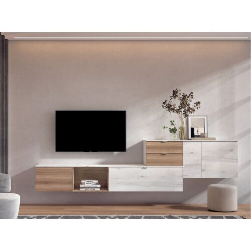Modular salón colgado con frentes rayados