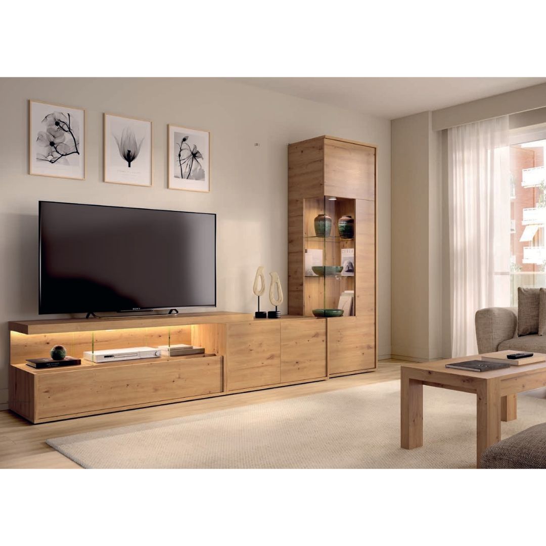 Composición de salón mueble TV y vitrina 264cm nordic