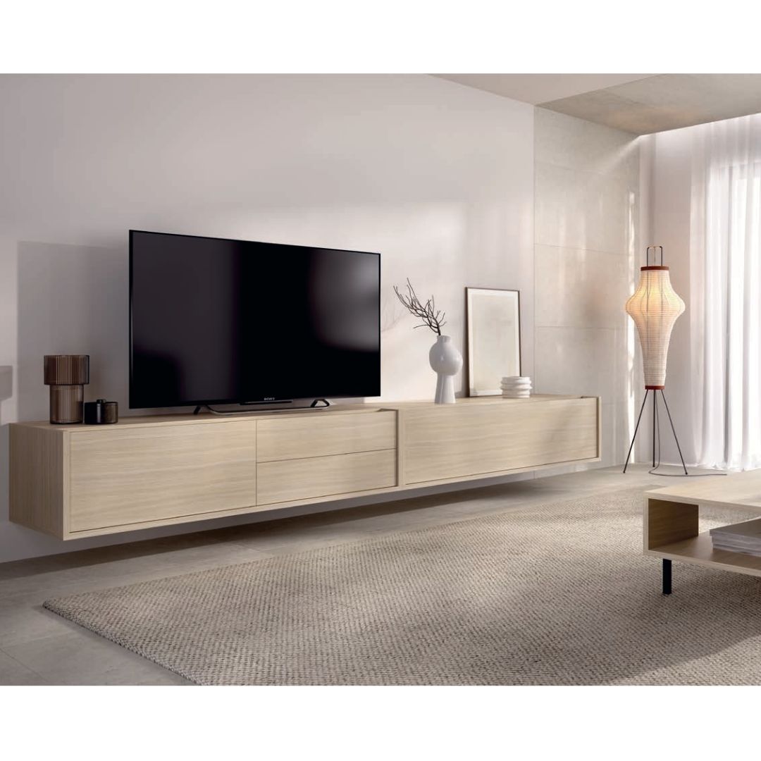 Mueble televisión colgado color roble