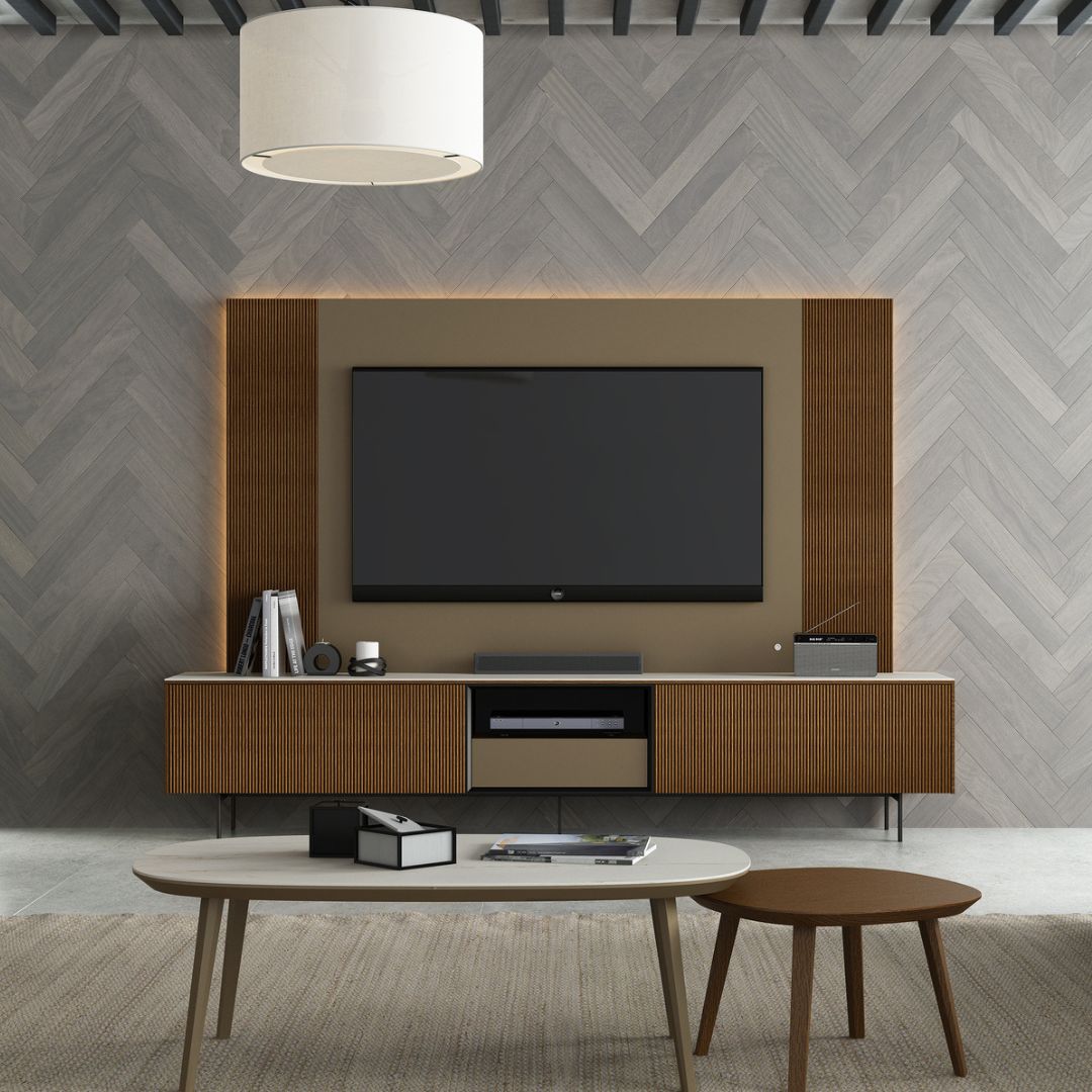 Mueble TV 252cm con panel y luces LED