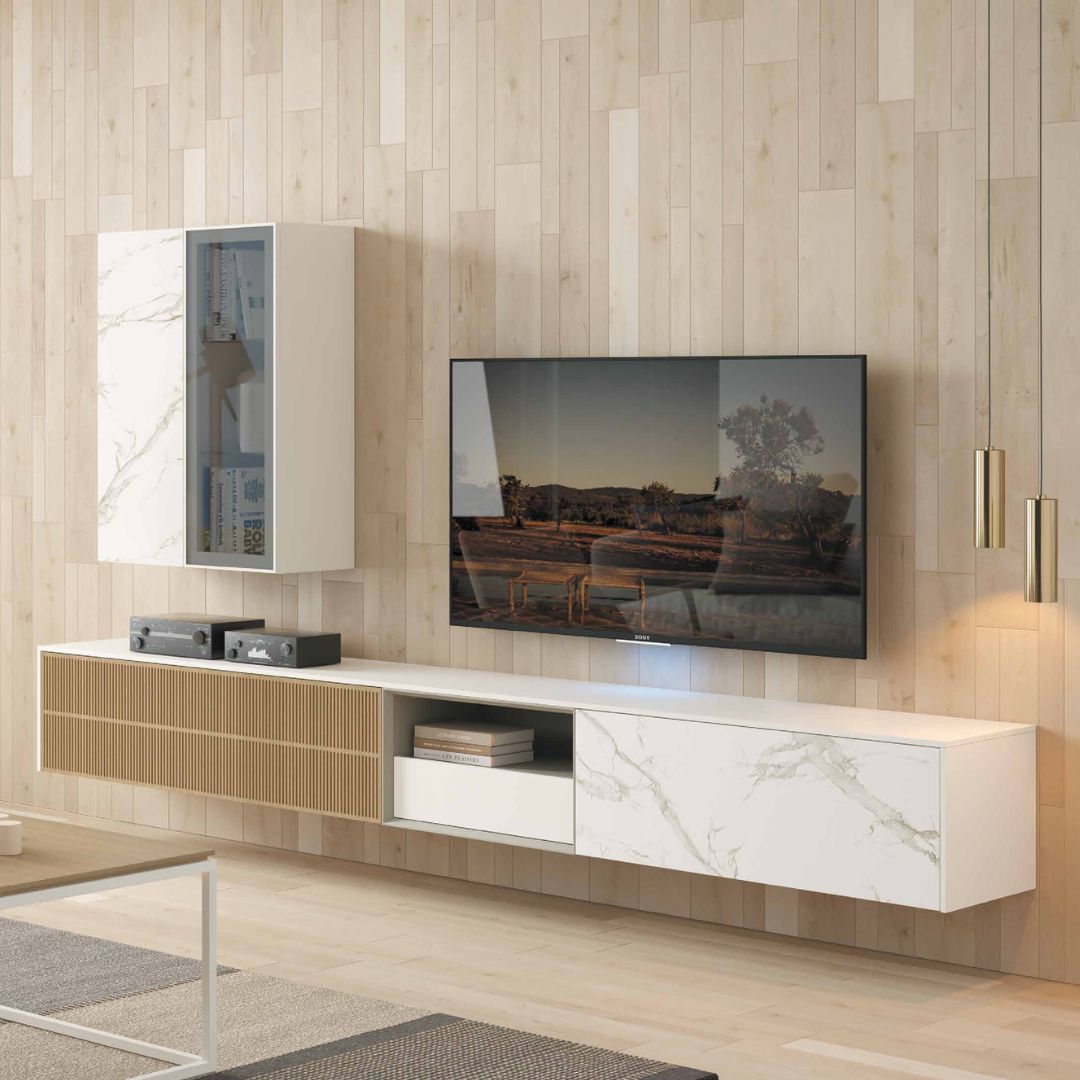 Composición modular colgada de salón 287cm