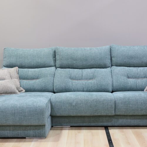 Chaislongue con 2 asientos deslizantes de bandeja y cabezales reclinables por puntos