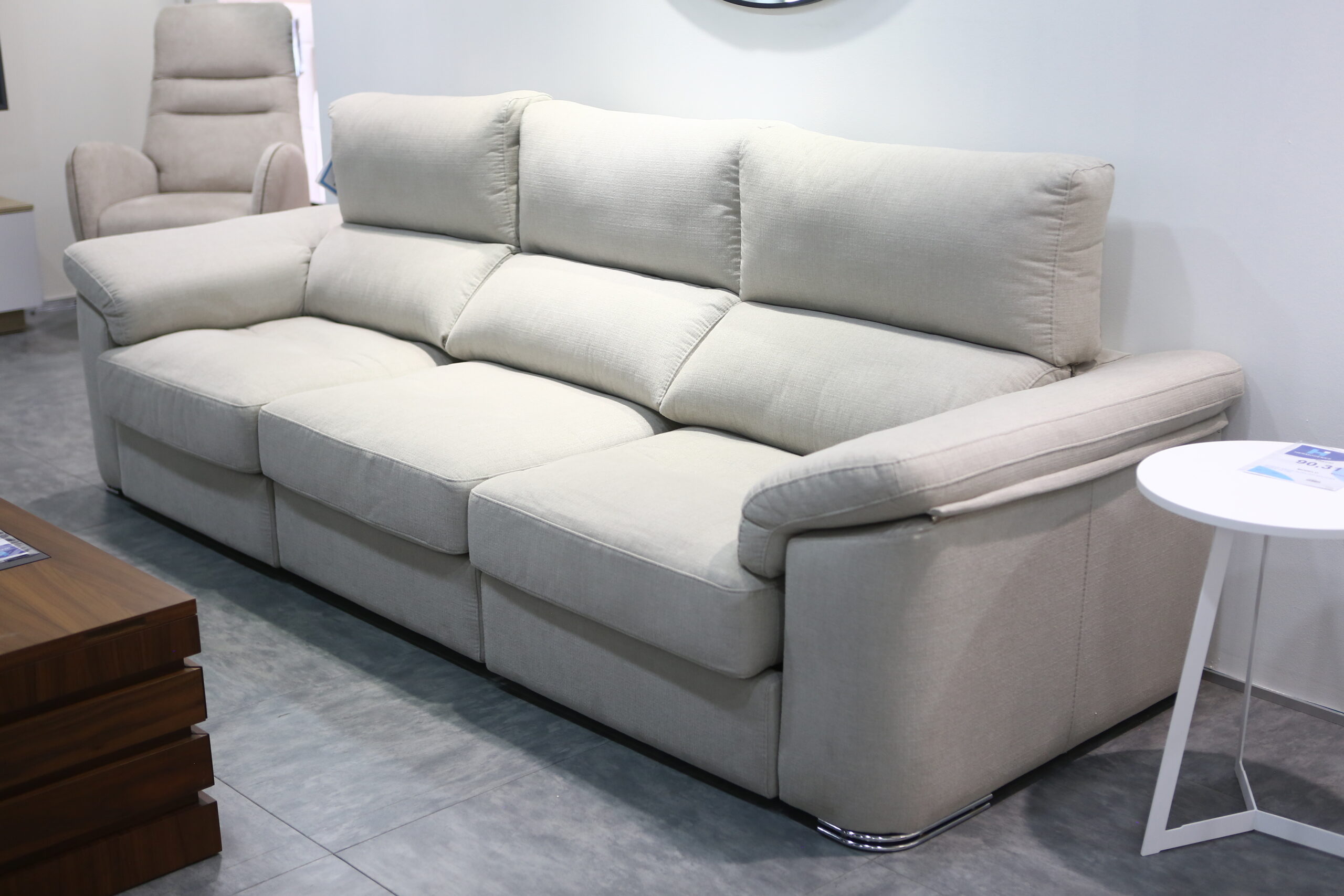 Sofá lineal 3 asientos deslizantes de carro