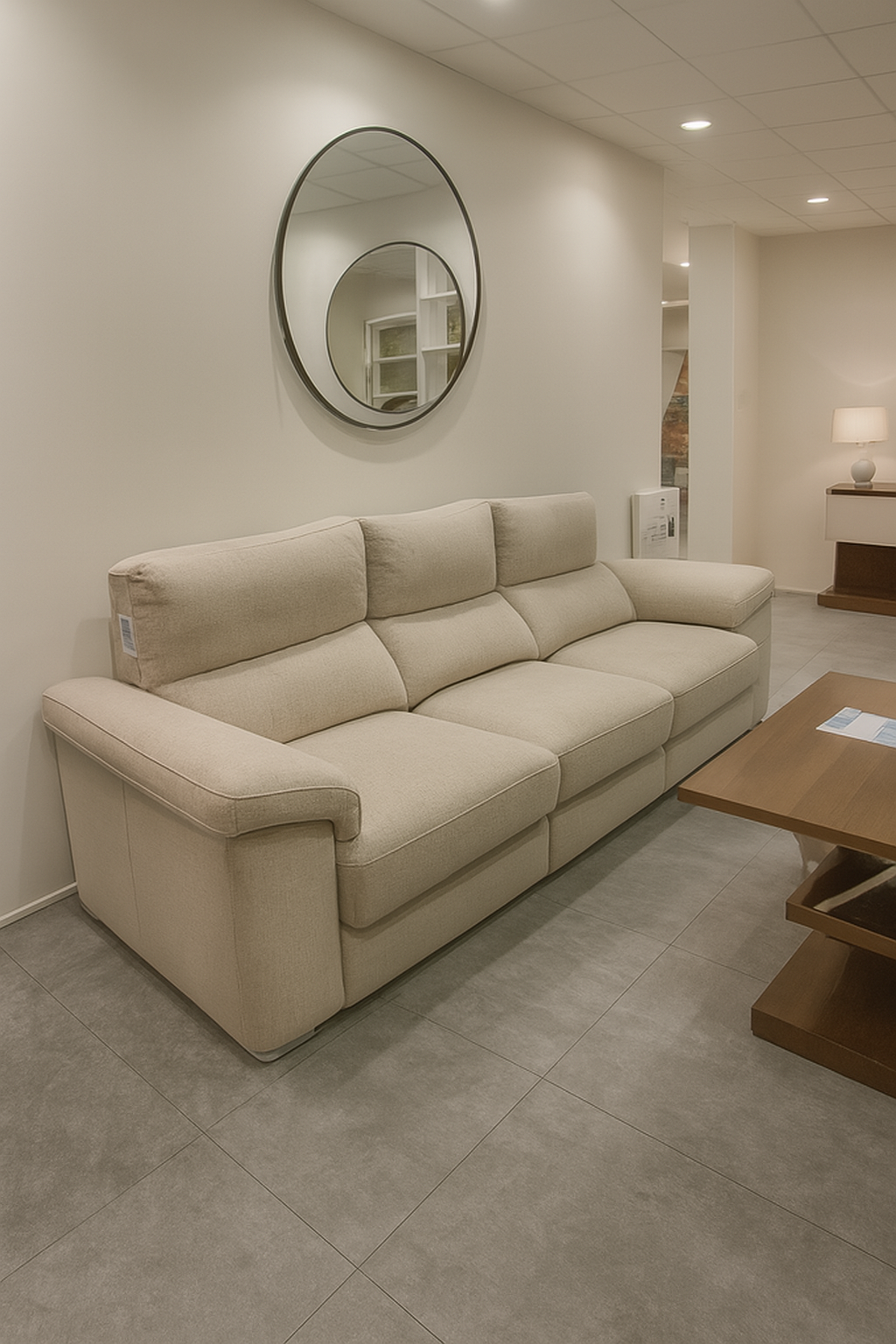 Sofá lineal 3 asientos deslizantes de carro