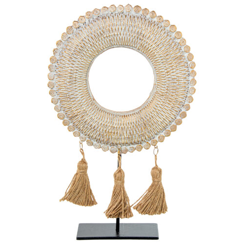 DECORACIÓN SOBREMESA 23433 ARO RESINA DORADA C/FLECOS