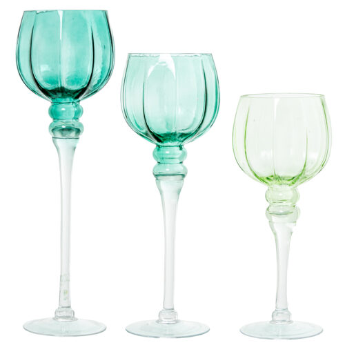 SET 3 COPAS CRISTAL DECORATIVO ROJO/GRIS