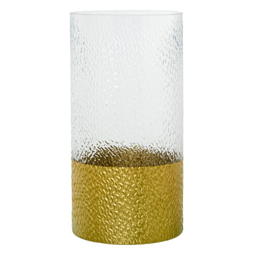 JARRÓN CRISTAL TRANSPARENTE BASE DORADA