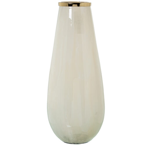 JARRÓN CRISTAL 43CM C/FILO ALUMINIO DORADO