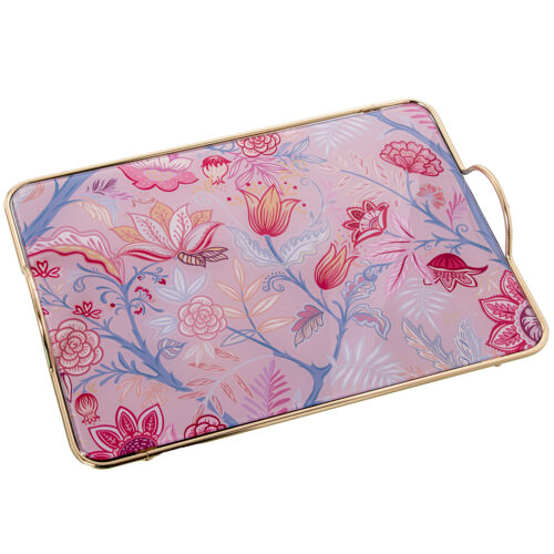 BANDEJA METAL/CRISTAL ROSA FLOA FLORES