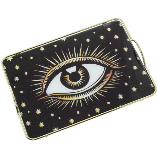 BANDEJA METAL/CRISTAL NEGRO OJ