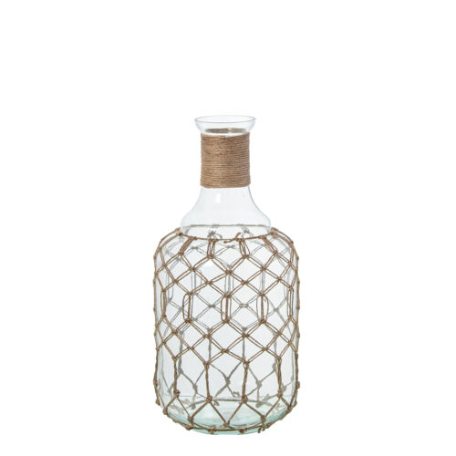JARRÓN BOTELLA CRISTAL 38CM C/CUERDA