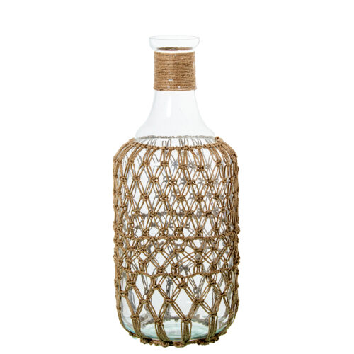 JARRÓN BOTELLA 49CM CRISTAL C/CUERDA