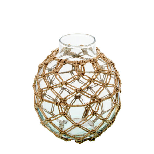 JARRÓN CRISTAL 18CM C/CUERDAM C/CUERDA