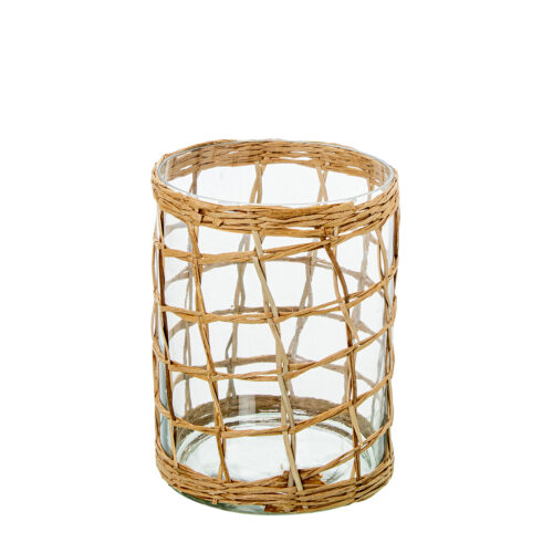 PORTAVELAS CRISTAL C/MIMBRE