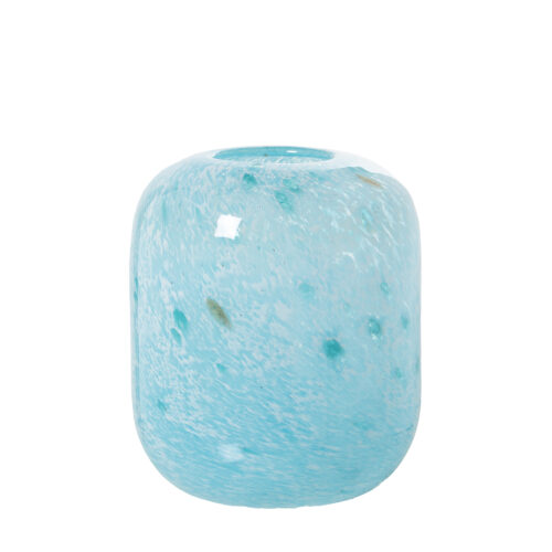 JARRÓN CRISTAL CELESTE MOTEADO