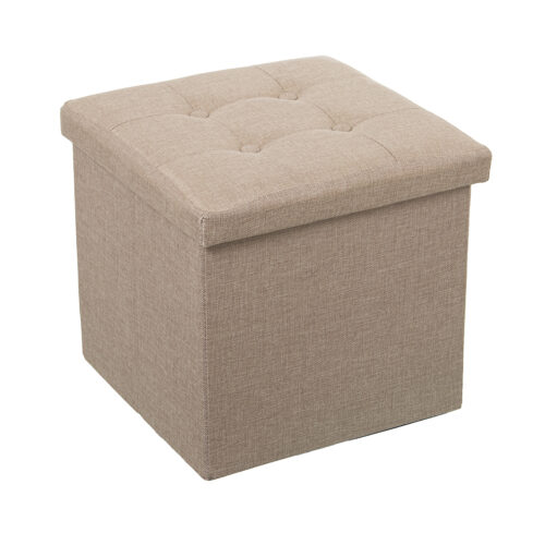PUF PLEGABLE POLIESTER BEIGE AMACENAJE