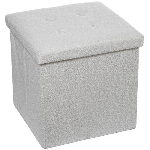 PUF PLEGABLE POLIESTER BLANCO ALMACENAJE