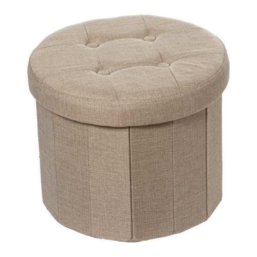 PUF PLEGABLE POLIÉSTER GRIS ALMACENAJE