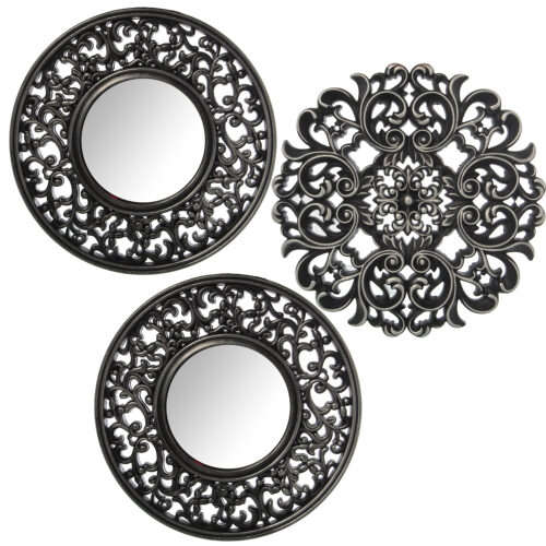 SET 3 ADORNOS PARED MELAMINA PAMINA PLATEADA