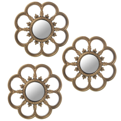 SET 3 ADORNOS PARED MELAMINA D/ESPEJO PLATEADA