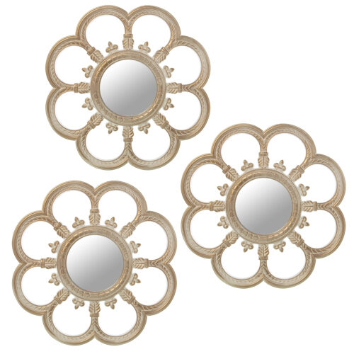 SET 3 ADORNOS PARED MELAMINA BORADA C/ESPEJO