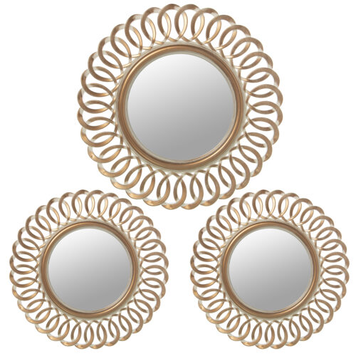 SET 3 ADORNOS PARED MELAMINA BORADA C/ESPEJO