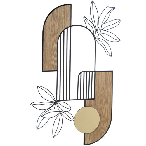 ADORNO PARED METAL/MADERA HOJAAS DORADO