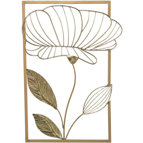 APLIQUE PARED METAL FLOR DORADATURAL/BLANCO