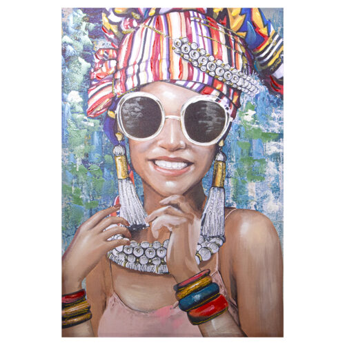 CUADRO LIENZO 80X120CM CHICA C/GAFAS DE SOL