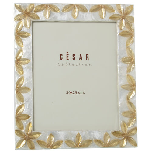 PORTAFOTOS NÁCAR 20X25CM FLORES RELIEVE TOSTADO/NATURAL