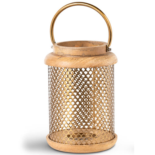 FAROL PORTAVELAS 28CM MADERA/M