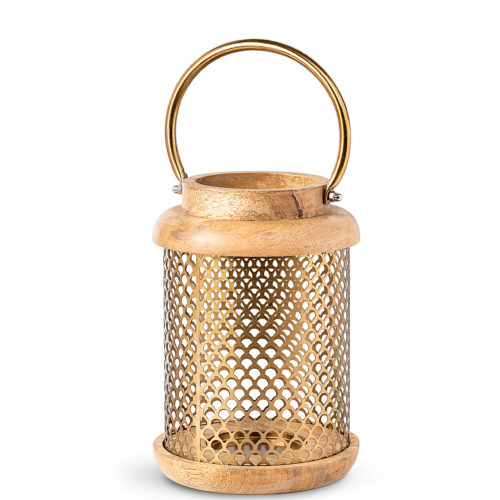 FAROL PORTAVELAS 24CM MADERA/MASE MADERA DECORATIVOS