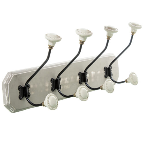 PERCHERO PARED MADERA MANGO C/2 GANCHOS HIERRO/CERAMICA